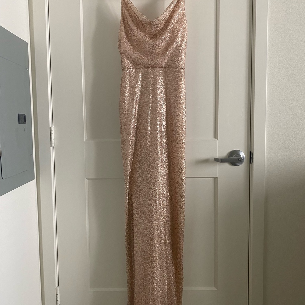 Amsale Rose Gold Sequin Dress